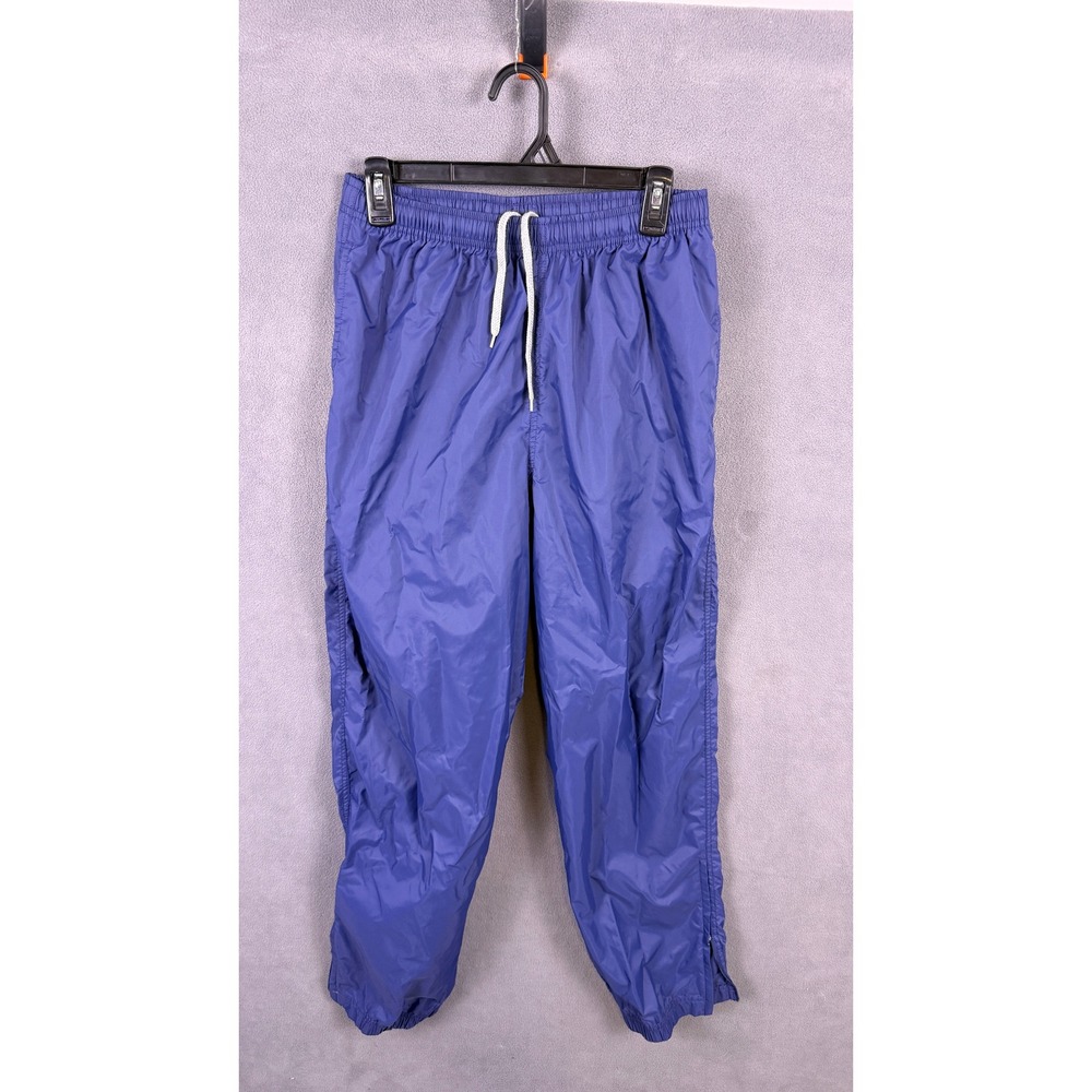 VTG Nike Windbreaker Track Pants Boys L Blue Swish Logo Ankle Zip